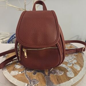 Elegant Burgundy Leather Backpack Purse